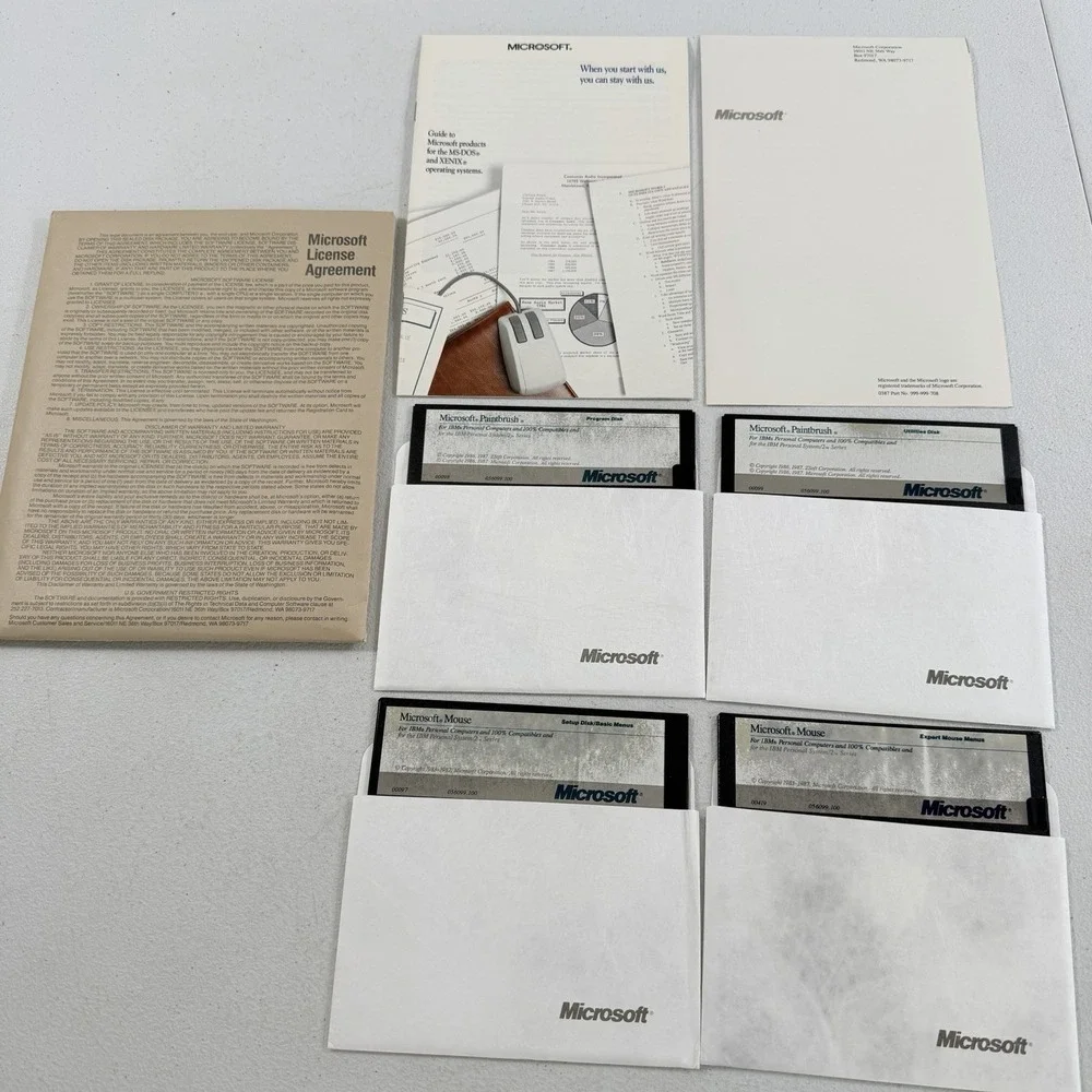 Vintage Microsoft Mouse & Paintbrush 5.25